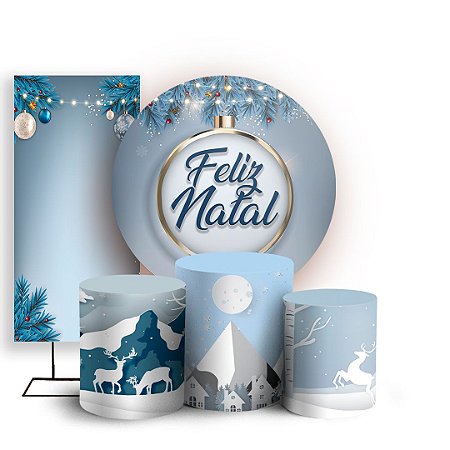 Capas Painel Redondo Trio Cilindro e Faixa Lateral Sublimado - Natal