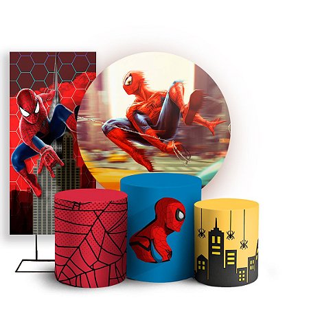 Capas Painel Redondo Trio Cilindro e Faixa Lateral Sublimado - Homem aranha