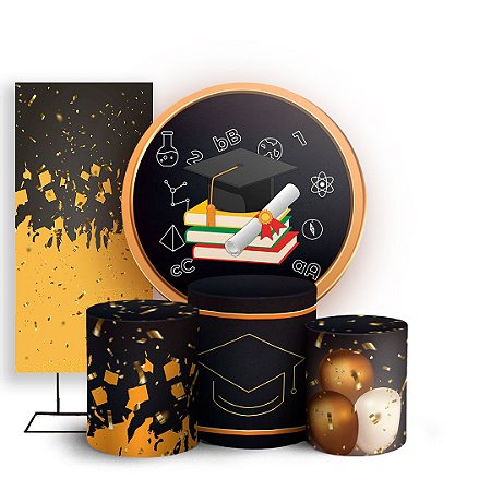 Capas Painel Redondo Trio Cilindro e Faixa Lateral Sublimado - Formatura