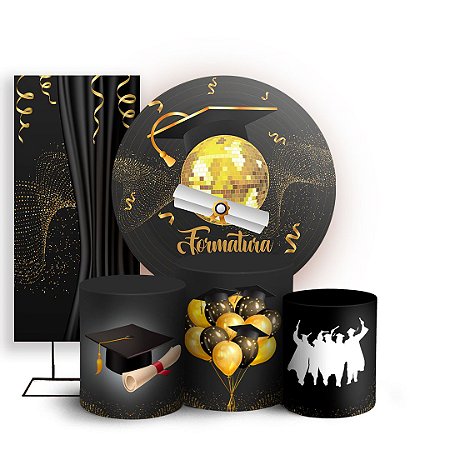 Capas Painel Redondo Trio Cilindro e Faixa Lateral Sublimado - Formatura