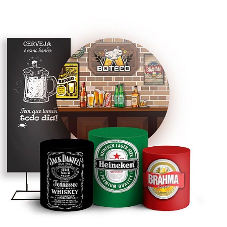 Capas Painel Redondo Trio Cilindro e Faixa Lateral Sublimado - Boteco