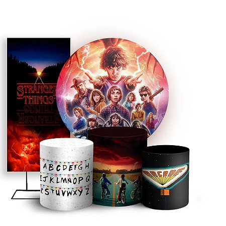 Capas Painel Redondo Trio Cilindro e Faixa Lateral Sublimado - Stranger Things