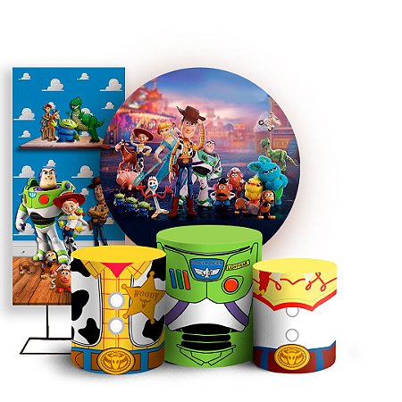Capas Painel Redondo Trio Cilindro e Faixa Lateral Sublimado - Toy Story