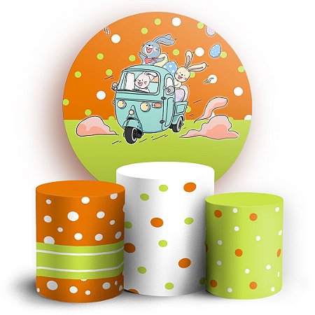 Capas Painel Redondo e Trio Cilindro Sublimado - Páscoa