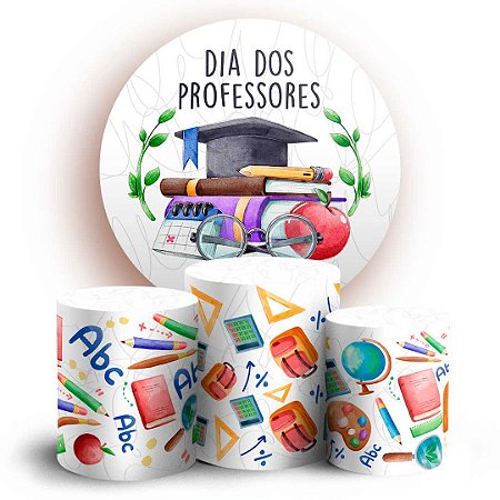 Capas Painel Redondo e Trio Cilindro Sublimado - Dia dos Professores