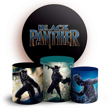 Capas Painel Redondo e Trio Cilindro Sublimado - Pantera Negra