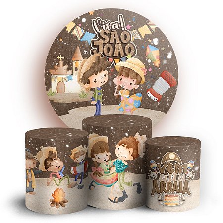 Capas Painel Redondo e Trio Cilindro Sublimado - Festa Junina