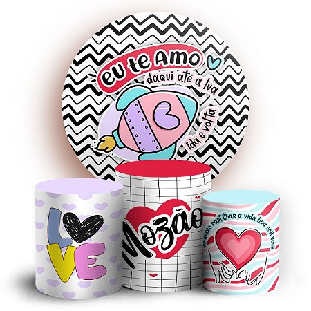 Capas Painel Redondo e Trio Cilindro Sublimado -  Dia dos Namorados
