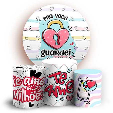 Capas Painel Redondo e Trio Cilindro Sublimado -  Dia dos Namorados