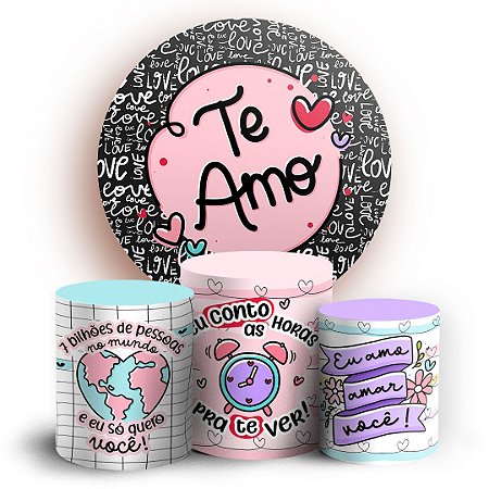 Capas Painel Redondo e Trio Cilindro Sublimado -  Dia dos Namorados