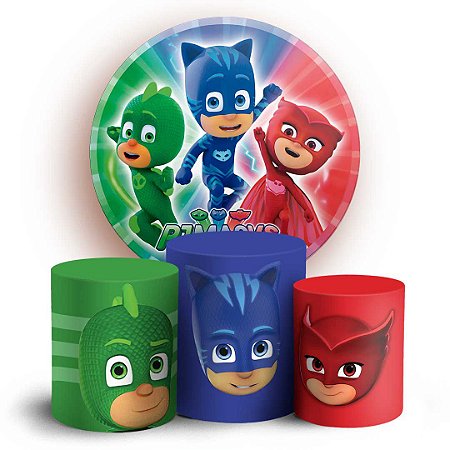 Capas Painel Redondo e Trio Cilindro Sublimado - PJ Mask
