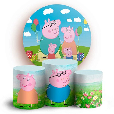 Capas Painel Redondo e Trio Cilindro Sublimado - Peppa Pig