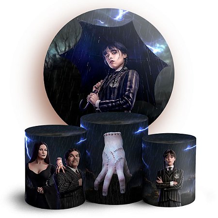 Capas Painel Redondo e Trio Cilindro Sublimado - Wandinha