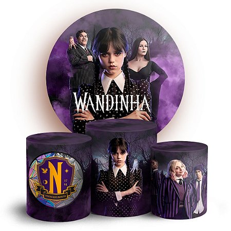 Capas Painel Redondo e Trio Cilindro Sublimado - Wandinha