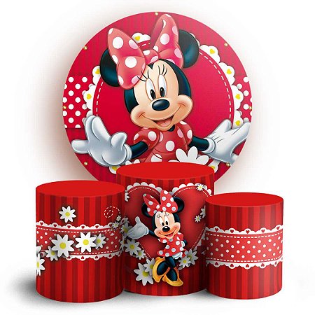 Capas Painel Redondo e Trio Cilindro Sublimado - Minnie