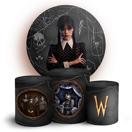 Capas Painel Redondo e Trio Cilindro Sublimado - Wandinha