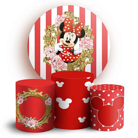 Capas Painel Redondo e Trio Cilindro Sublimado - Minnie