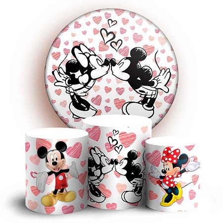 Capas Painel Redondo e Trio Cilindro Sublimado - Mickey e Minnie