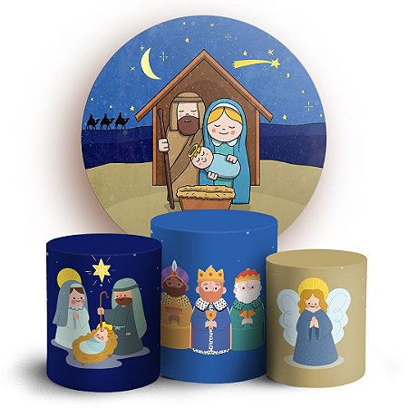 Capas Painel Redondo e Trio Cilindro Sublimado - Presépio