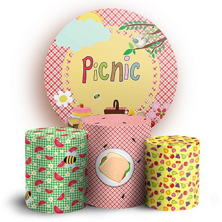 Capas Painel Redondo e Trio Cilindro Sublimado - Picnic