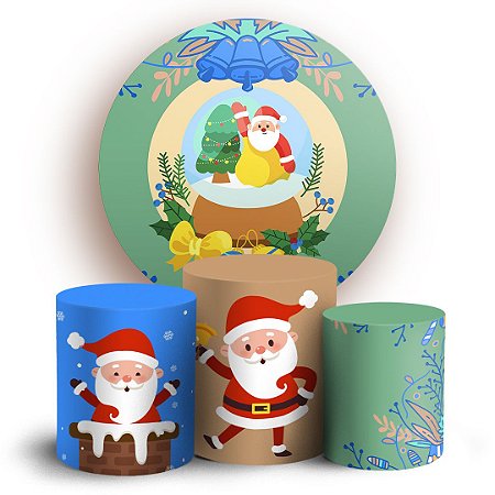 Capas Painel Redondo e Trio Cilindro Sublimado - Natal