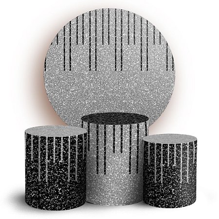 Capas Painel Redondo e Trio Cilindro Sublimado - Glitter
