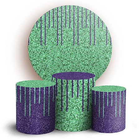 Capas Painel Redondo e Trio Cilindro Sublimado - Glitter