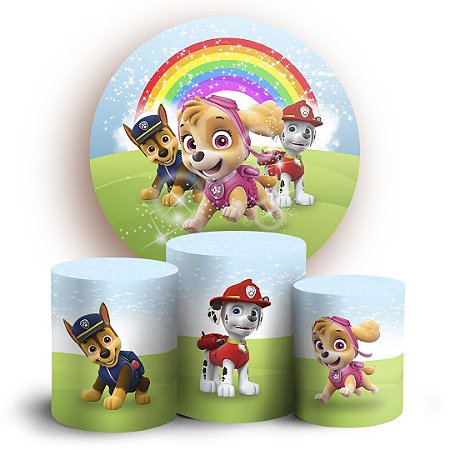 Capas Painel Redondo e Trio Cilindro Sublimado - Patrulha Canina