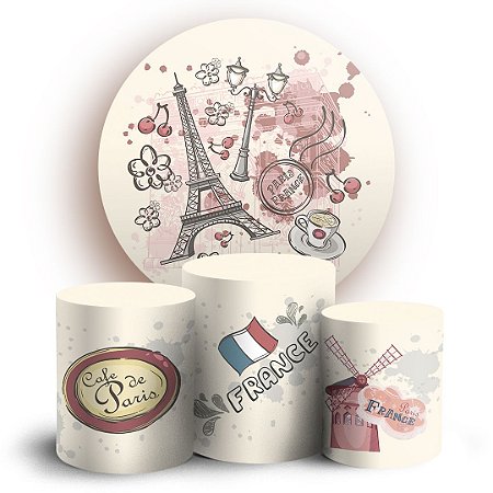 Capas Painel Redondo e Trio Cilindro Sublimado - Paris