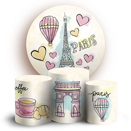 Capas Painel Redondo e Trio Cilindro Sublimado - Paris