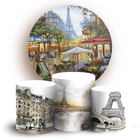 Capas Painel Redondo e Trio Cilindro Sublimado - Paris
