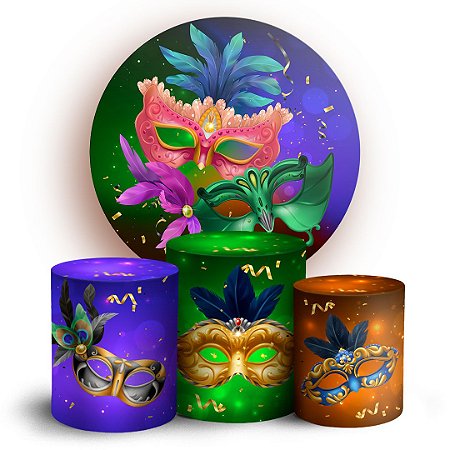 Capas Painel Redondo e Trio Cilindro Sublimado - Carnaval