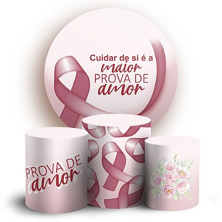 Capas Painel Redondo e Trio Cilindro Sublimado - Outubro Rosa