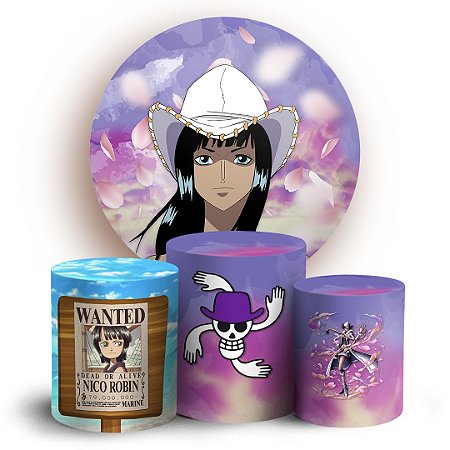 Capas Painel Redondo e Trio Cilindro Sublimado - One Piece Robin
