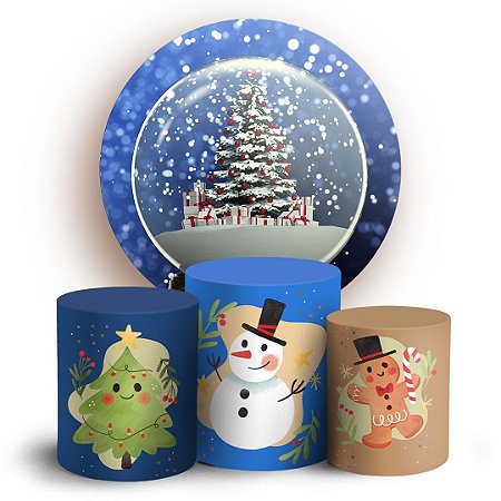 Capas Painel Redondo e Trio Cilindro Sublimado - Natal