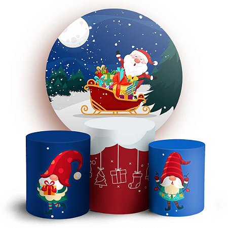Capas Painel Redondo e Trio Cilindro Sublimado - Natal
