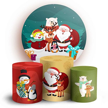 Capas Painel Redondo e Trio Cilindro Sublimado - Natal
