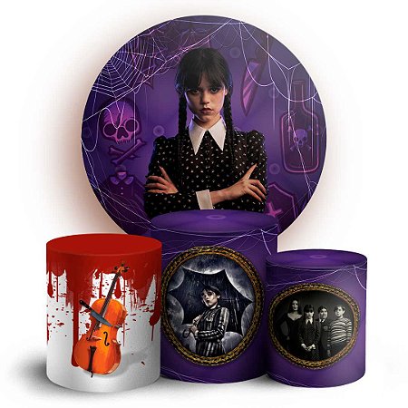 Capas Painel Redondo e Trio Cilindro Sublimado - Wandinha