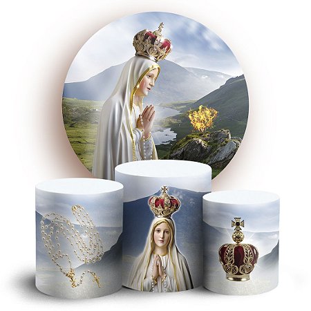 Capas Painel Redondo e Trio Cilindro Sublimado - Nossa Senhora de Fátima