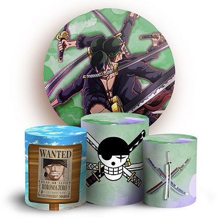 Capas Painel Redondo e Trio Cilindro Sublimado - One Piece Zoro