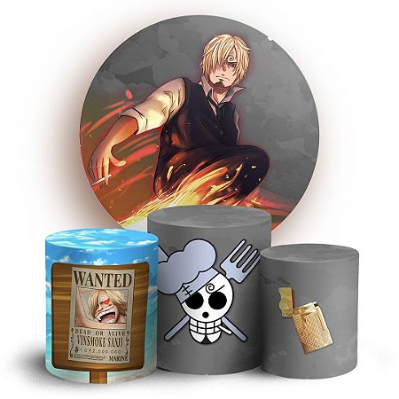 Capas Painel Redondo e Trio Cilindro Sublimado - One Piece Sanji