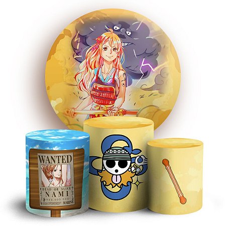 Capas Painel Redondo e Trio Cilindro Sublimado - One Piece Nami