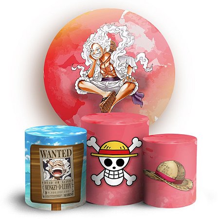 Capas Painel Redondo e Trio Cilindro Sublimado - One Piece Luffy