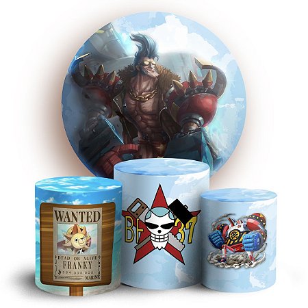 Capas Painel Redondo e Trio Cilindro Sublimado - One Piece Franky