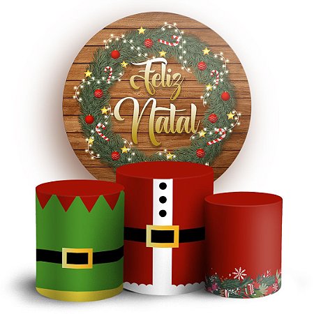 Capas Painel Redondo e Trio Cilindro Sublimado - Natal