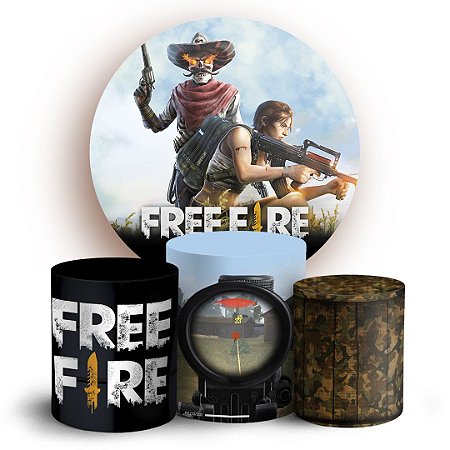 Capas Painel Redondo e Trio Cilindro Sublimado - Free Fire