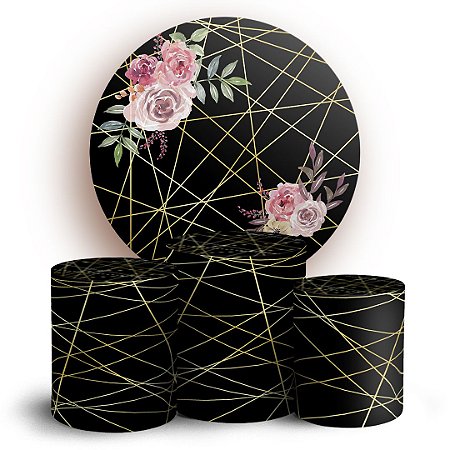 Capas Painel Redondo e Trio Cilindro Sublimado - Floral