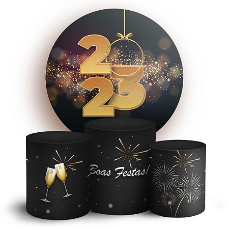 Capas Painel Redondo e Trio Cilindro Sublimado - Ano novo