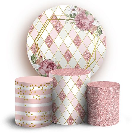 Capas Painel Redondo e Trio Cilindro Sublimado - Floral