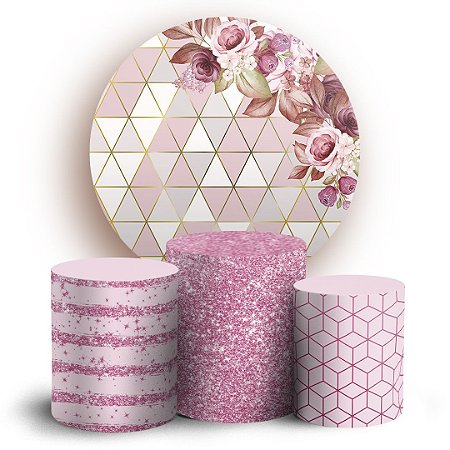Capas Painel Redondo e Trio Cilindro Sublimado - Floral